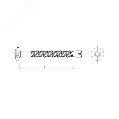 Анкер-шуруп для бетона полукруглая головка TORX 6x40 мм - фото 2