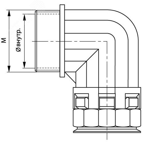 Монтажный комплект муфта 90 грд. труба-коробка DN 12 мм, М20х1,5, полиамид, цвет черный 2