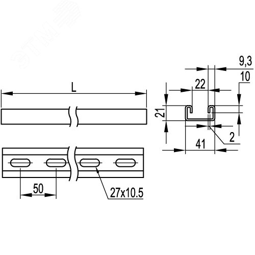 С-образный профиль 41х21, L300, толщ.2,0 мм 2