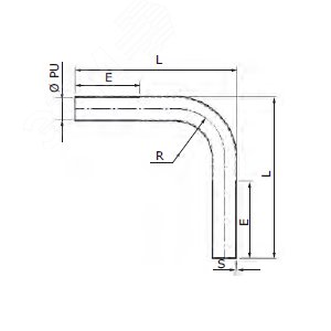 Поворот на 90 градусов D=32мм из нержавеющей стали AISI 316L 2