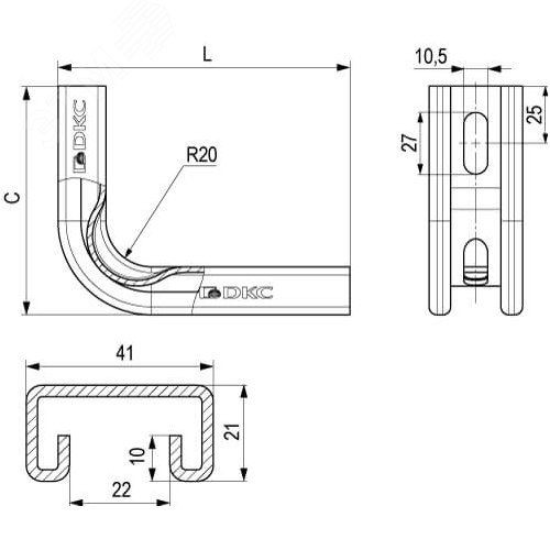 Консоль легкая DW основание 400 мм горячеоцинкованная 2