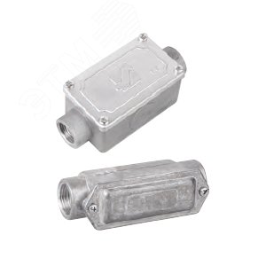 Коробка протяжная алюминиевая 2 ввода 180 градусов М32х1.5 IP55 146х45х57мм 3