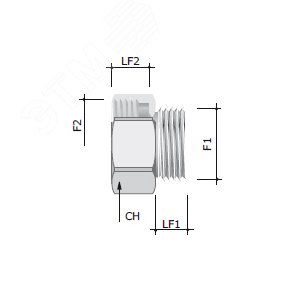 Переходник M20x1.5 наружная резьба/ M25x1.5 внутренняя резьба - фото 2