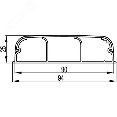 Кабель-канал 90x25 плинтусный треxсекционный с крышкой IN-Liner FRONT 4