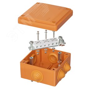 Коробка пластиковая FS с кабельными вводами и     клеммниками IP55 100х100х50мм 6р 450V 6A 4мм кв. - DKC (ДКС)
