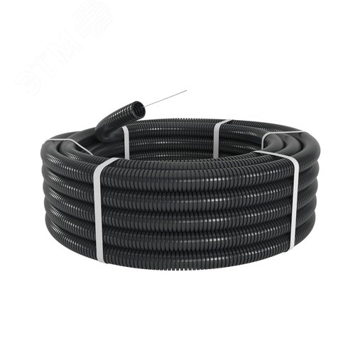 Труба гофрированная DN48мм ПВ-2 Dвн 47.4мм Dнар 54.5мм с протяжкой черная полиамид - фото 2