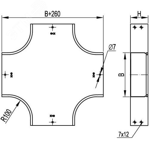 Ответвитель DPX крестообразный 600х50 в комплекте крепежные элементы соединительные пластины 2