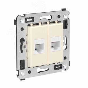Avanti Компьютерная розетка RJ-45 без шторки в стену, кат.6 двойная,  Ванильная дымка - фото 2