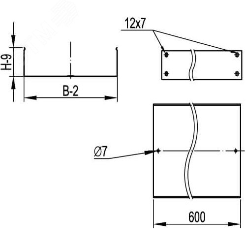 Расширение телескопическое для лотка 150х80x600 мм горячеоцинкованное 2
