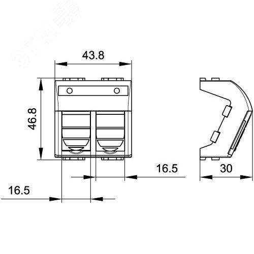 BRAVA Адаптер для 2 информационныx разъемов Keystone черный 2 модуля 2