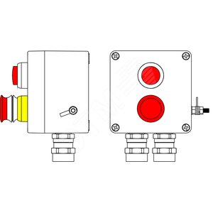 Пост взрывозащищенный управления из полиэстера PE-Р-03 -(1 xLR(250) -1xP3E(11)) - 2x6018AASBKGM2SB(C)1Ex de IIC T6 Gb / Ex tb IIIC T80°C Db IP66 - DKC (ДКС)