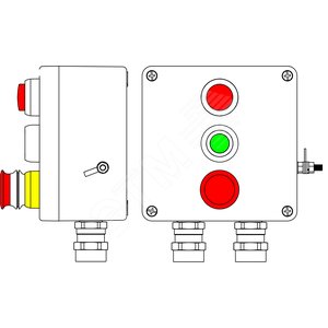 Взрывозащищенный пост управления из полиэстера CPE-Р-05 - (1xLR(250) - P1G(11) - 1xP3E(11)) - 2x6018AASBKGM2SB(C)1Ex d e IIC T6 Gb / Ex tb IIIC T80°C Db IP66 - DKC (ДКС)
