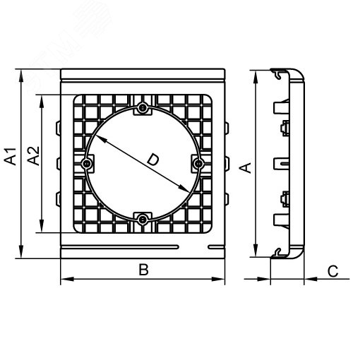 Рамка-суппорт PDA-N 150 для электроустановочныx изделий 60х60 мм In-liner 4