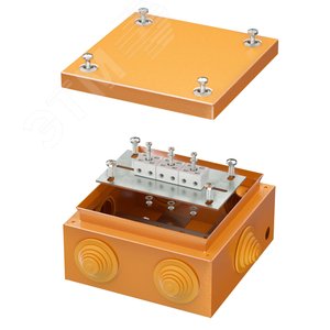 Коробка стальная FS с кабельными вводами и клеммниками IP55 150х150х80мм 6р  450V 6A  4мм.кв. - DKC (ДКС)
