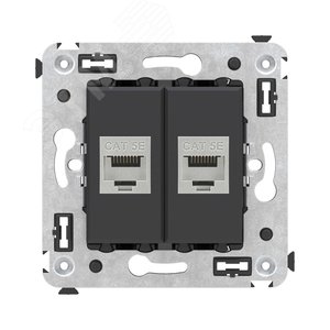 Avanti Компьютерная розетка RJ-45 без шторки в стену, кат.5e двойная экранированная,  Черный матовый - DKC (ДКС)