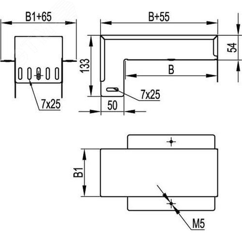 Ответвитель-крышка Т-образный вертикальный вниз DDS 200/50 в комплекте крепежные элементы соединительные пластины 5