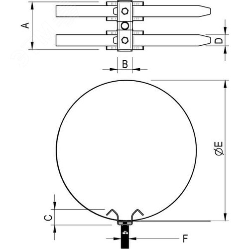 Хомут трубный двойной для изоляционной штанги D0-150мм M8 - фото 2