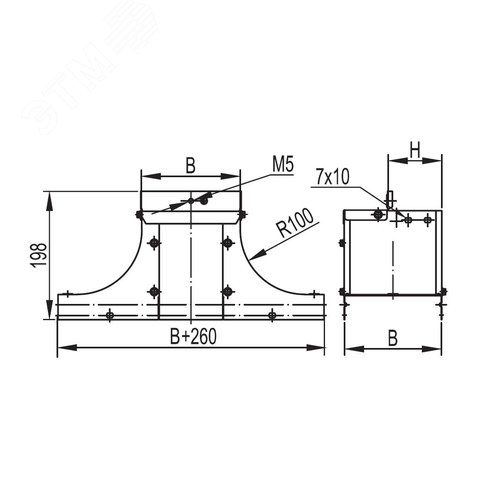 Крышка-ответвитель TSS (плоский) 100/80 в комплекте крепежные элементы соединительные пластины 5