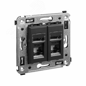 Avanti Компьютерная розетка RJ-45 в стену, кат.5e двойная, , Черный матовый - фото 2