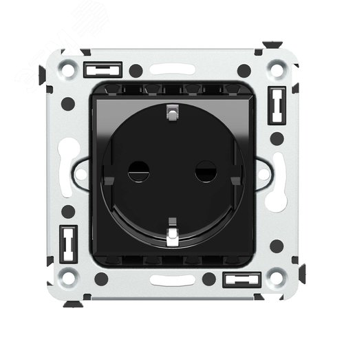 Avanti Розетка в стену, 2P+E, с защитными шторками, ''Черный квадрат''