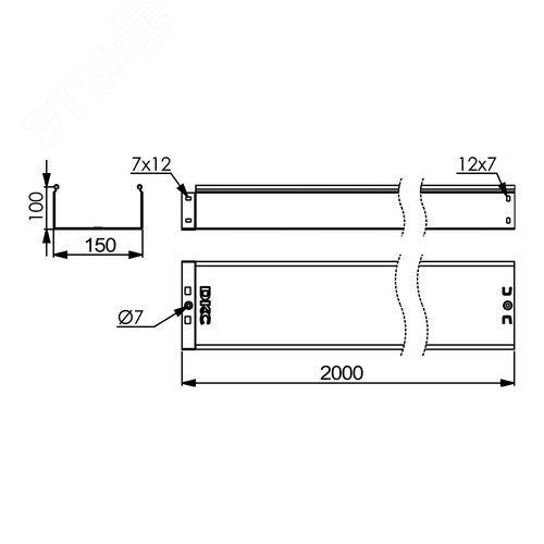 Лоток неперфорированный 150х100 L=2000мм толщина 1.0мм горячеоцинкованный 2