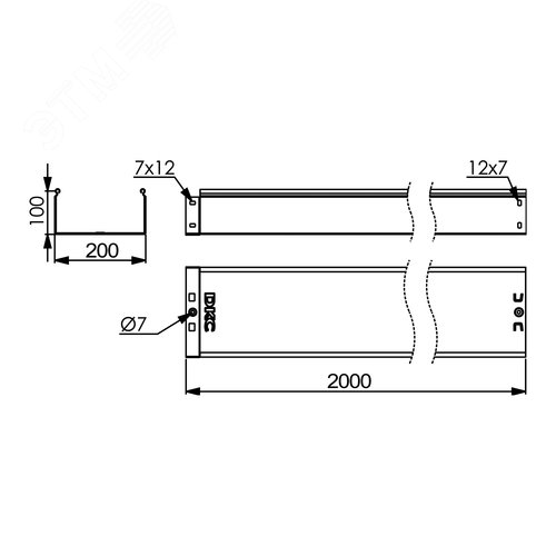 Лоток неперфорированный 200х100 L=2000мм толщ.1.2мм горячеоцинкованный 2