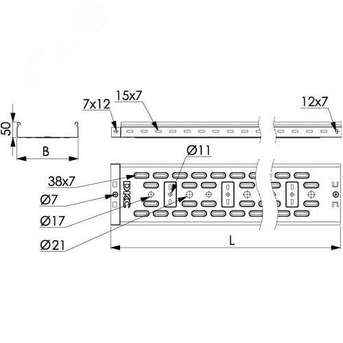 Лоток перфорированный 50х50х2000мм 4