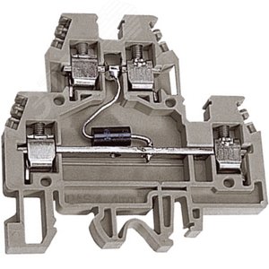 Зажим проходной двухуровневый серый DAS.4/ D24GR серый 4 кв.мм с диодом между уровнями 24 В QUADRO (ZDSD024GR)