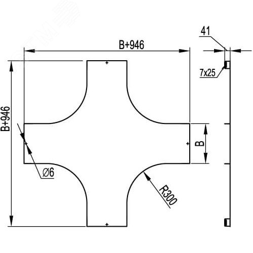 Крышка на X-ответвитель основание 600 R=300мм цинк-ламельная 2