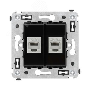 Avanti Компьютерная розетка RJ-45 без шторки в стену, кат.5e двойная экранированная,  Черный квадрат - DKC (ДКС)