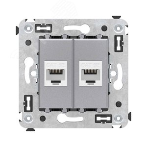 Avanti Компьютерная розетка RJ-45 без шторки в    стену, кат.5е двойная, Закаленная сталь - DKC (ДКС)