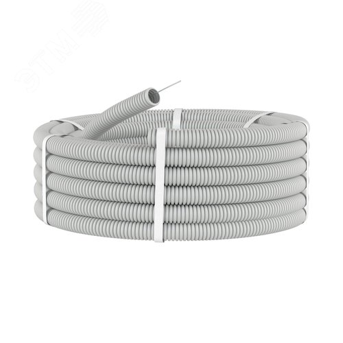 Труба гофрированная ПВХ 50 мм с протяжкой легкая серая (15м) 2