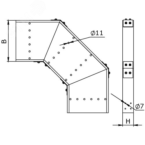 Угол горизонтальный 90 градусов 150х80 стеклопластик 2