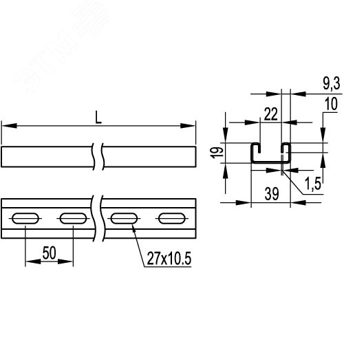 Профиль С-образный 41х21 L1800 толщина 1.5 мм 2