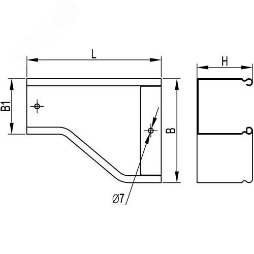 Переходник RRD правосторонний 100/50 H50 в комплекте с крепежными элементами и соединительными пластинами 2