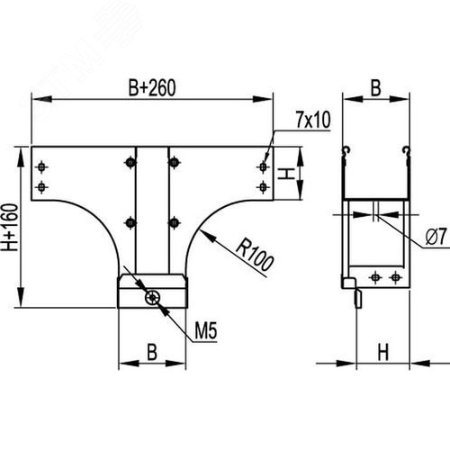 Ответвитель TDS Т-образный вертикальный универсальный основание 200в комплекте в комплекте крепежные элементы соединительные пластины 7