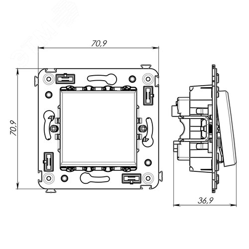 Avanti Выключатель одноклавишный, в стену, Черный квадрат 6