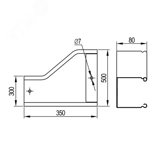 Переходник RRS левосторонний 500/300 H80 в комплекте с крепежными элементами и соединительными пластинами 4