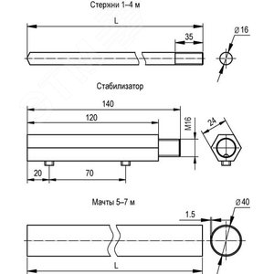 Молниеприемная мачта 6м ДКС 3