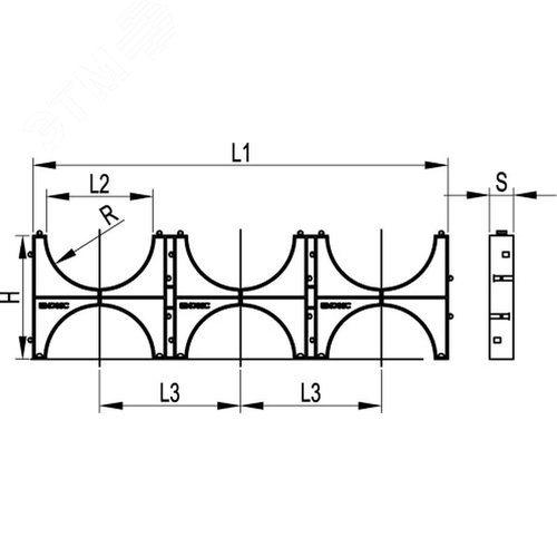 Держатель расстояния (кластер) 125мм для двустенныx труб тройной 2