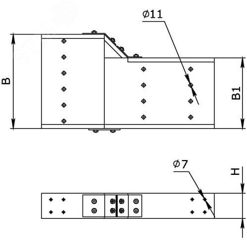 Переходник правосторонний 400х300 H=80 стеклопластик (GRR84030) 2