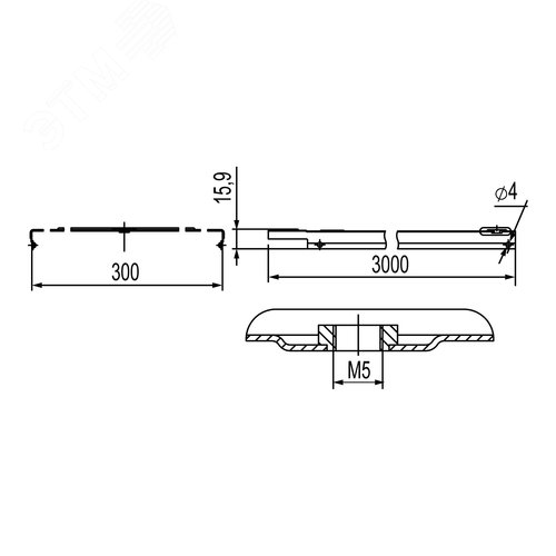 Крышка на лоток с заземлением основание 300мм L=3000мм толщина 1.0мм оцинкованная 3