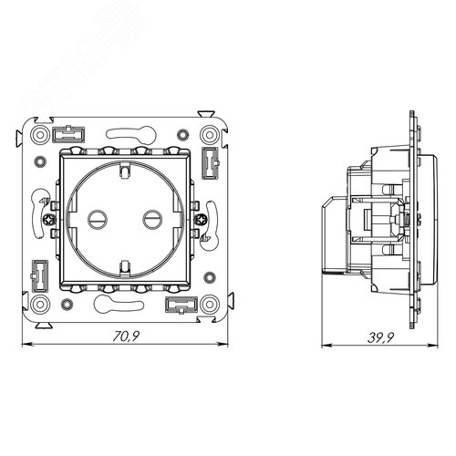 Avanti Розетка в стену 2P+E с з/ш  Закаленная сталь 6