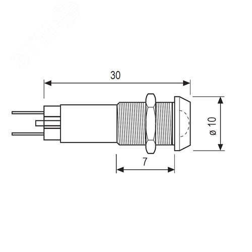 Мини индикатор, штекерное подкл., уст.размер 8/10, круг., внутр.рассеив., зел., 230В 2