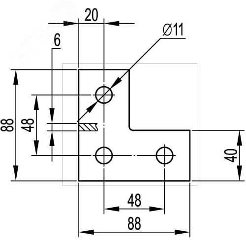 Пластина соединительная L-образная 90х90 мм 2