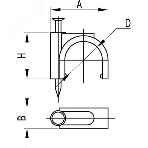 Скоба пластиковая с гвоздем D=3-4мм - фото 2