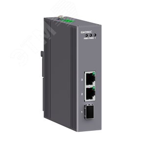 Промышленный медиаконвертер, 3-х портовый, 1х100Base-X SFP слот, 2х10/100Base-T(X) портов RJ45, 12-48В DC/18-30В AC, с резервированием - DKC (ДКС)