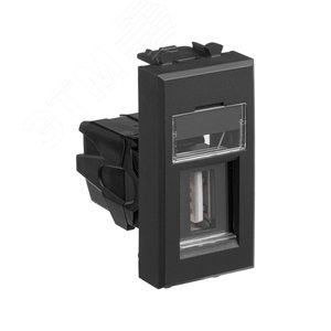 Avanti USB 2.0 розетка модульная, тип А-А, , Черный матовый, 1 модуль - фото 2
