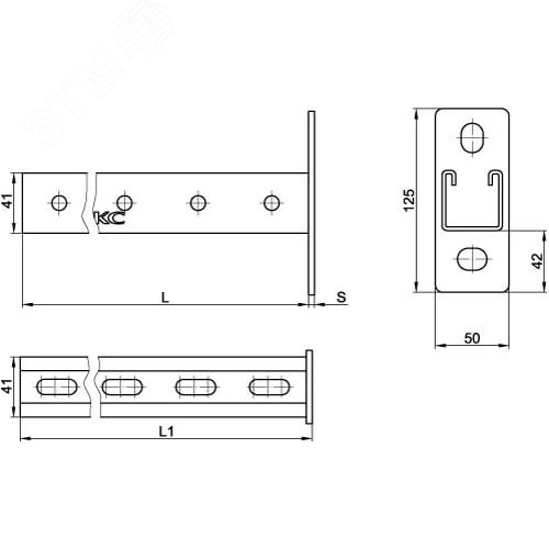 Кронштейн одиночный 41х41 мм основание 200 мм 2