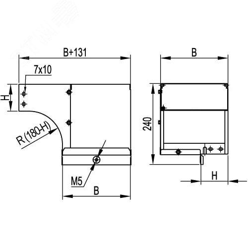Угол CDSS 90 вертикальный внешний переходник левосторонний основание 500 H100 в комплекте крепежные элементы соединительные пластины 2